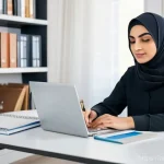 Home 16 의류기술 자격증 시험일정 확인법 - **Prompt 1: Focused Online Research for Certification**
A young Arab woman, in her late twenties...
