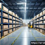 의류 생산비 절감 방법 - A professional Middle Eastern warehouse scene showcasing advanced digital inventory management syste...